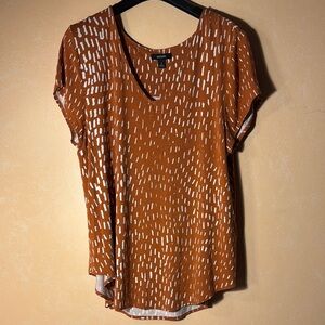 Alfani Orange Asymmetrical Cap Sleeve Blouse EUC